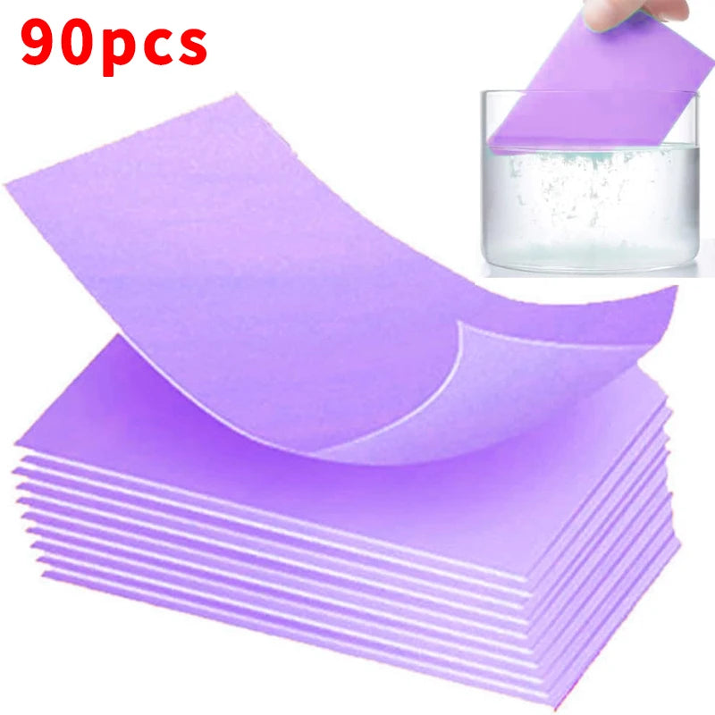 90Pcs Portable Laundry Sheet Fruit Crystal Laundry Bubble Paper Cleaning Sheet Strong Decontamination Scent Lasting