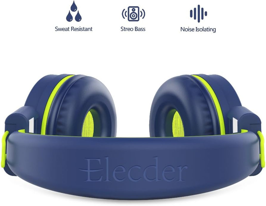 I37 Kids Headphones Children Girls Boys Teens Foldable Adjustable on Ear Headphones 3.5Mm Jack Compatible Cellphones Computer MP3/4 Kindle School Tablet Navy