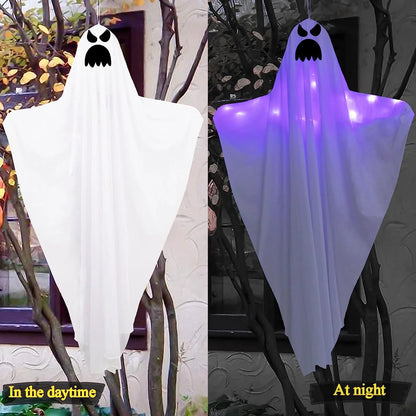 Scary Halloween Decorations Outdoor Hanging - 41" Halloween Hanging Ghost Skeleton with Glowing Eyes for Halloween Porch Yard Garden Tree outside Decorations, 2 Pack