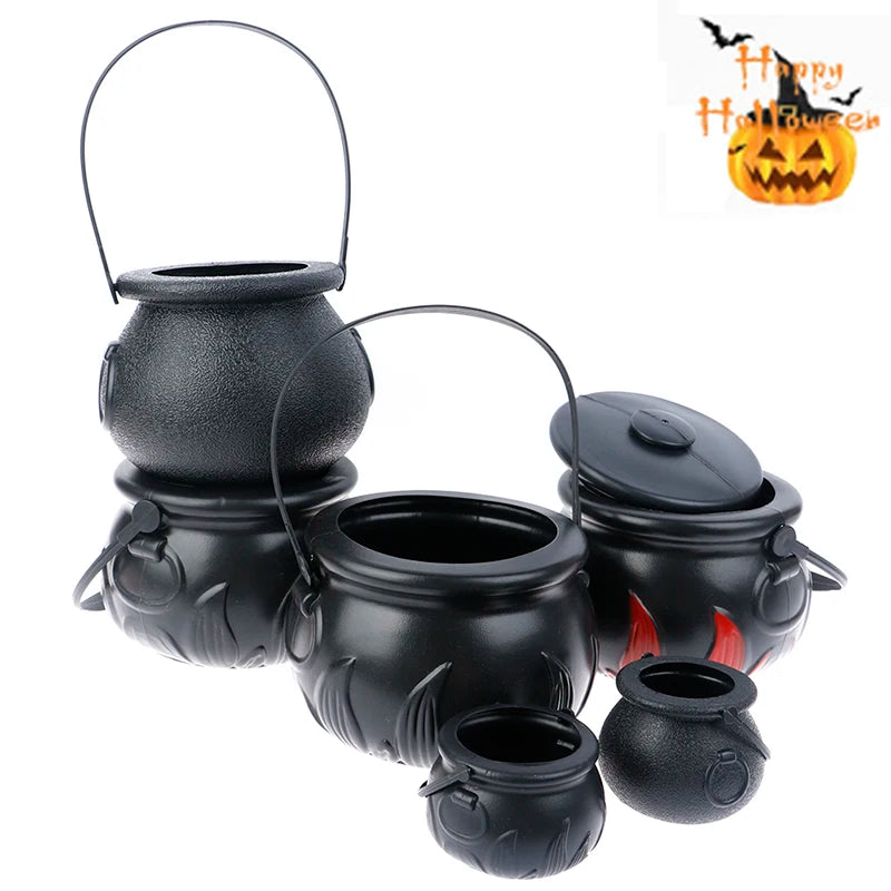 New 1PCS Halloween Candy Pot Halloween Cauldron Novelty Halloween Bucket Ornament Witch Toy Candy Gift Box