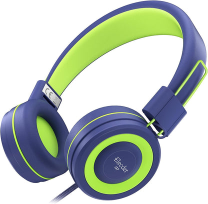 I37 Kids Headphones Children Girls Boys Teens Foldable Adjustable on Ear Headphones 3.5Mm Jack Compatible Cellphones Computer MP3/4 Kindle School Tablet Navy