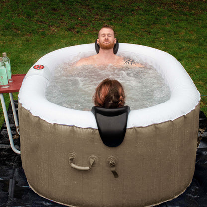 145 Gallon 2 Person Brown Oval Inflatable Jetted Hot Tub with Cover