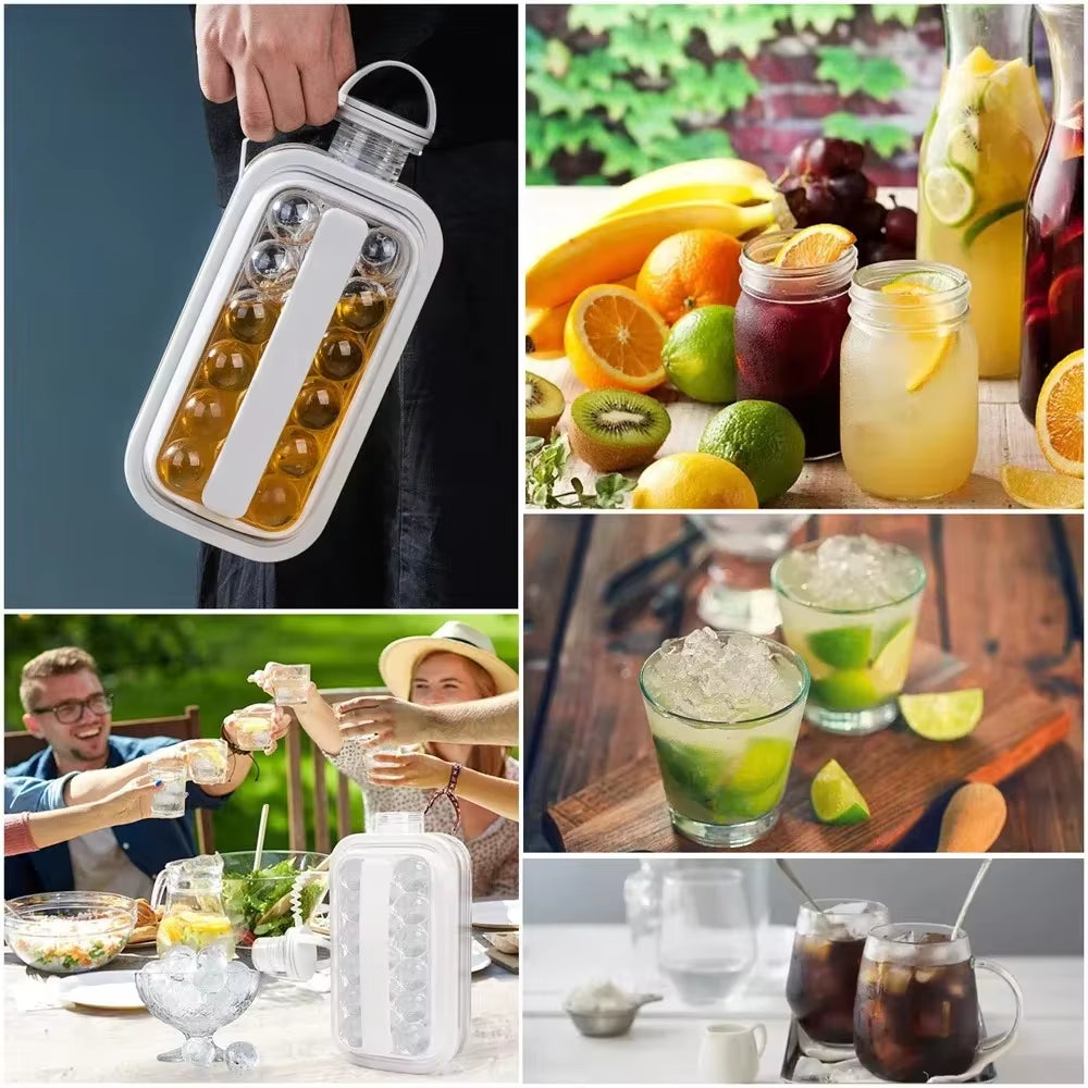 1Pc Portable Ice Ball Maker Bottle Reusable 2 in 1 round Ice Cube Molds for Whiskey Juice Cocktails Kitchen Bar Ice Cream Tools