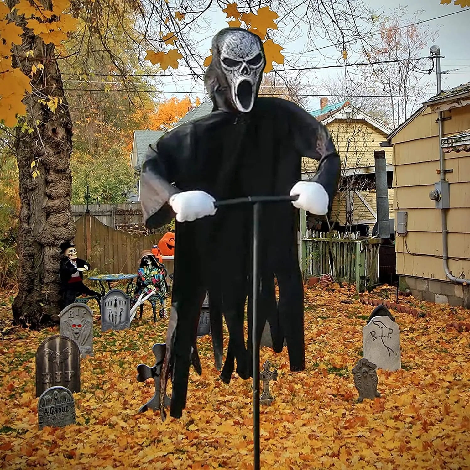 Garden Ghostface Scarecrow Halloween Decor outside Hanging Scary Ghost Scarecrow Decorations Creative Courtyard Bird Repeller